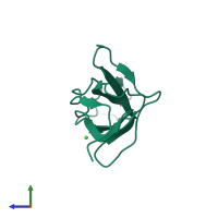 PDB entry 8omw coloured by chain, side view.