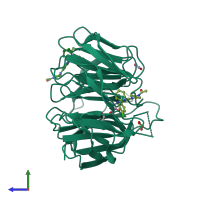 PDB entry 8oo5 coloured by chain, side view.