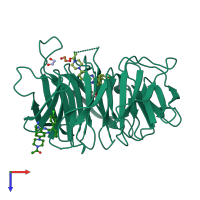 PDB entry 8oo5 coloured by chain, top view.