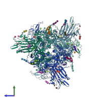 PDB entry 8opm coloured by chain, side view.