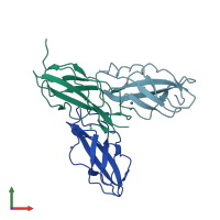 PDB entry 8oq9 coloured by chain, front view.