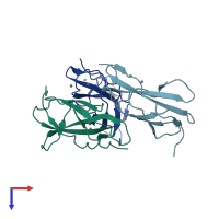 PDB entry 8oq9 coloured by chain, top view.