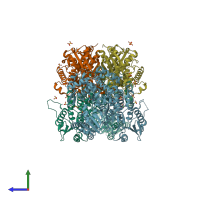 PDB entry 8oqu coloured by chain, side view.