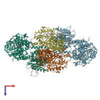 PDB entry 8oqu coloured by chain, top view.