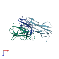 PDB entry 8orl coloured by chain, top view.