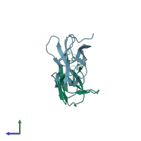 PDB entry 8osd coloured by chain, side view.