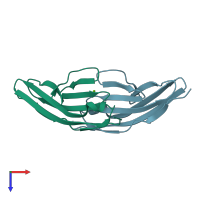 PDB entry 8ovu coloured by chain, top view.