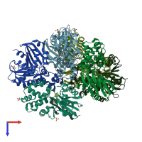 PDB entry 8ow7 coloured by chain, top view.