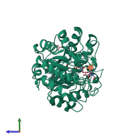 PDB entry 8oz1 coloured by chain, side view.