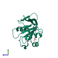 PDB entry 8p0z coloured by chain, side view.