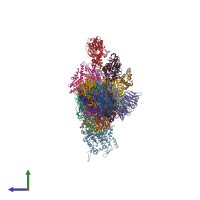 PDB entry 8p94 coloured by chain, side view.