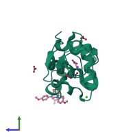 PDB entry 8pfv coloured by chain, side view.