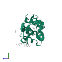 Lysozyme C in PDB entry 8pfv, assembly 1, side view.