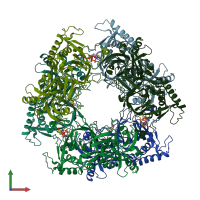 PDB entry 8pmi coloured by chain, front view.