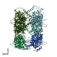 PDB entry 8pmi coloured by chain, side view.
