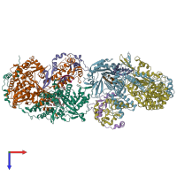 PDB entry 8poh coloured by chain, top view.