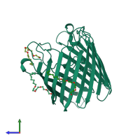 PDB entry 8prn coloured by chain, side view.