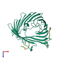 PDB entry 8prn coloured by chain, top view.