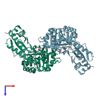 PDB entry 8pum coloured by chain, top view.