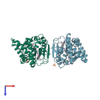 PDB entry 8q0u coloured by chain, top view.