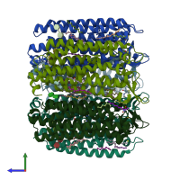 PDB entry 8qqz coloured by chain, side view.