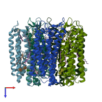 PDB entry 8qqz coloured by chain, top view.