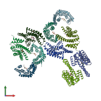 PDB entry 8qtt coloured by chain, front view.
