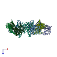 PDB entry 8qtt coloured by chain, top view.