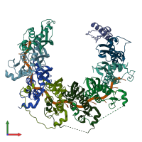 PDB entry 8rjw coloured by chain, front view.