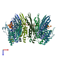 PDB entry 8rjw coloured by chain, top view.