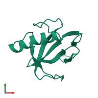 PDB entry 8rnt coloured by chain, front view.