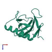 PDB entry 8rnt coloured by chain, top view.