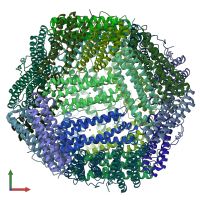PDB entry 8rqb coloured by chain, front view.