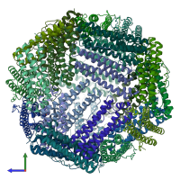 PDB entry 8rqb coloured by chain, side view.