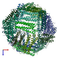 PDB entry 8rqb coloured by chain, top view.