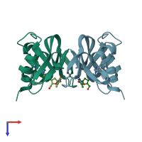 PDB entry 8rsa coloured by chain, top view.