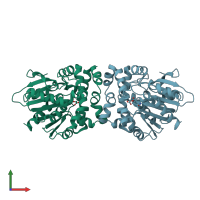 PDB entry 8sdd coloured by chain, front view.