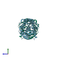 PDB entry 8sdd coloured by chain, side view.