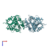 PDB entry 8sdd coloured by chain, top view.