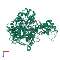 PDB entry 8sf3 coloured by chain, top view.