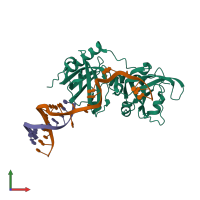 PDB entry 8sh1 coloured by chain, front view.