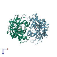 PDB entry 8sky coloured by chain, top view.