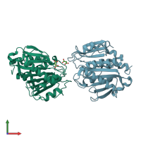 PDB entry 8spk coloured by chain, front view.