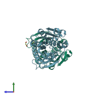PDB entry 8spk coloured by chain, side view.