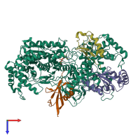 PDB entry 8sv8 coloured by chain, top view.