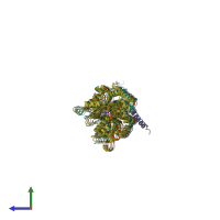 PDB entry 8t42 coloured by chain, side view.