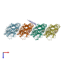 PDB entry 8t42 coloured by chain, top view.
