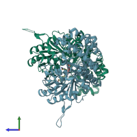 PDB entry 8t4o coloured by chain, side view.