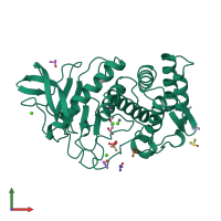 PDB entry 8tli coloured by chain, front view.