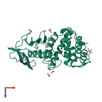 PDB entry 8tli coloured by chain, top view.